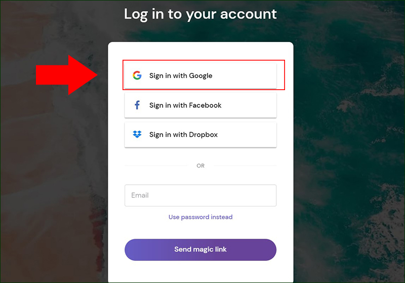 Chọn đăng nhập bằng Gmail